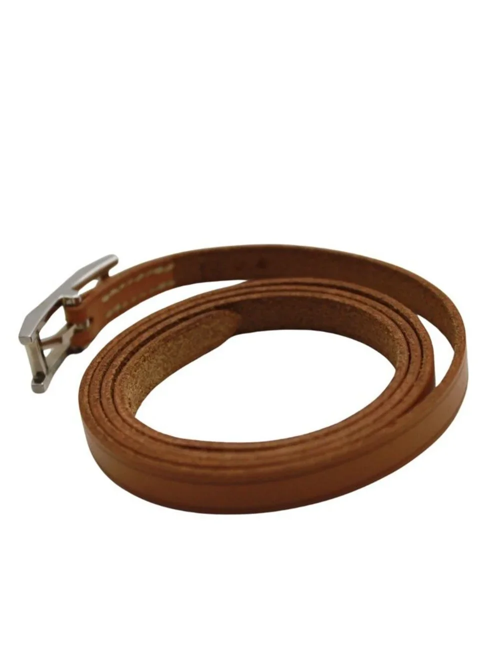 Hermes Bracelet Hapi 3 Leather Brown Silver Belt Type Simple